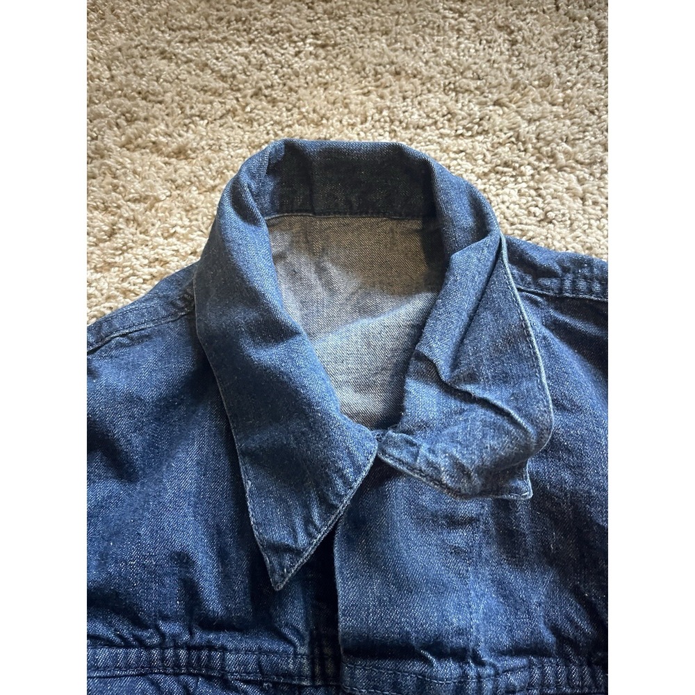 Vintage Levi's White Tab Slim Fit Indigo‎ Dark Wash Trucker Jacket Mens Small - Picture 4 of 9